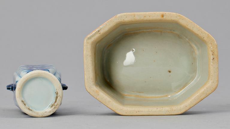 SALTKAR SAMT VAS. Porslin, Kina. Kangxi resp Qianlong, 1700-tal.