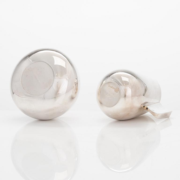 Pekka Piekäinen, a three piece silver coffee set for J.A. Tarkiainen, Helsinki 1988 and 1985.