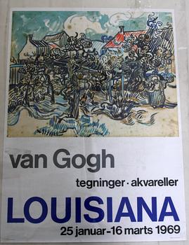 PIET MONDRIAN och VAN GOGH, efter, 2 st utställningsaffischer, Louisiana.