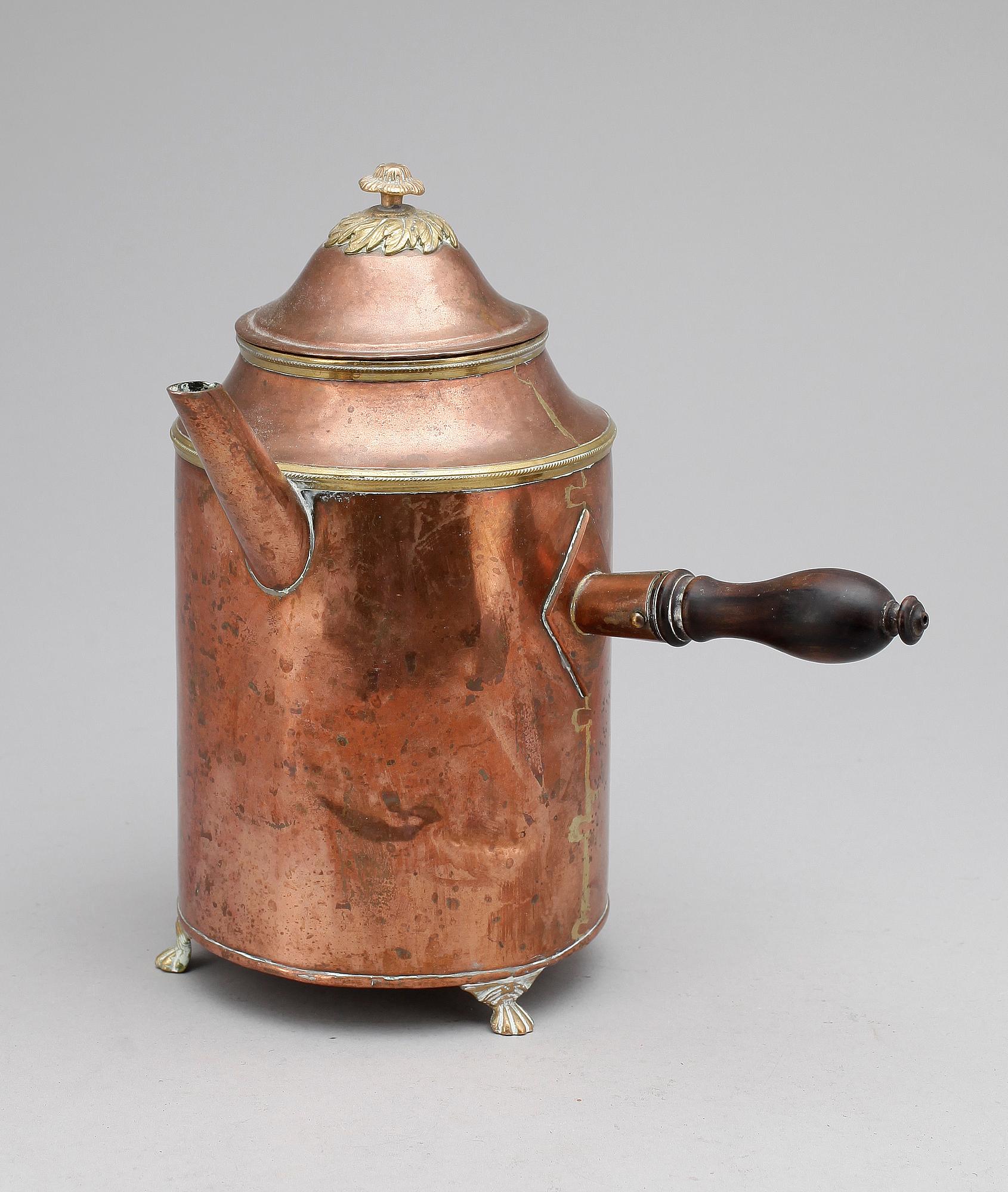 KAFFEKANNA, koppar, sengustaviansk, 1700/1800-tal.