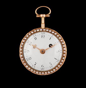 1215. A gold and enamel verge pocket watch, Berthoud, Paris, c. 1820.