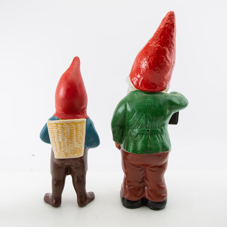 Gnomes 6 pcs mostly Germany mid/second half of the 20th century painted terracotta.