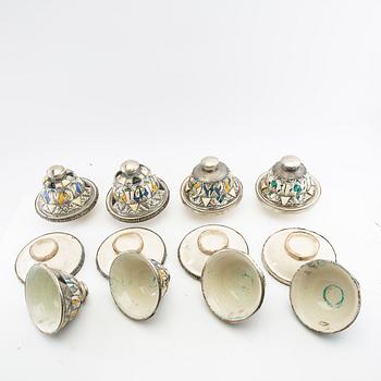 Urn with lid and plate with lid, 1 + 8, Morocco (?), 20th century.