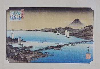 HIROSHIGE I, ICHIRYUSAI, tillskriven. Färgträsnitt, ett par.