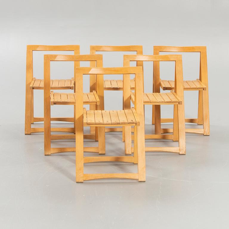 Aldo Jacober, 6 folding chairs for Bazzani, Italy 1970s.