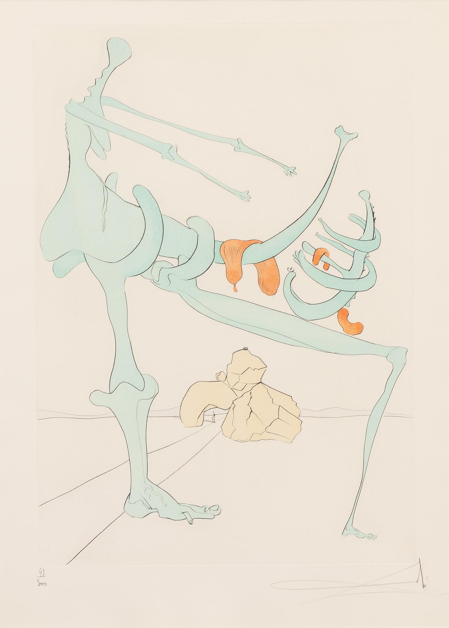 Salvador Dalí, coloured drypoint, 1974, signed and numbered 43/300.