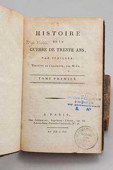 BOOKS: Fables de la Fontaine, 2 volS, 1818.  Histoire de la Guerre de Trente Ans, 2 volS, 1803.