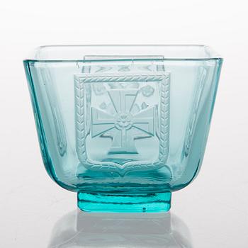 A glass bowl, "Mottimalja" 1939-1942 Riihimäki Lasi Oy.