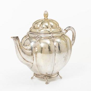 A silver teapot, with Swedish import marks, presumably 1920's-50s.