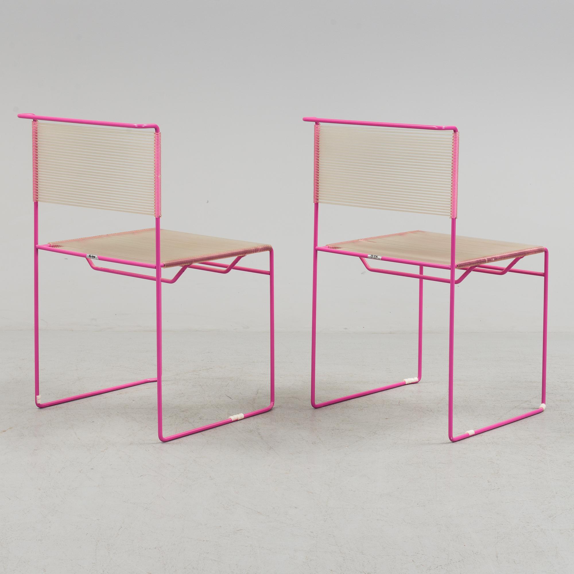 CHAIRS, a pair, "Fly Line" by CMP-padova Italy, second half of the 20th century. Signed with label.
