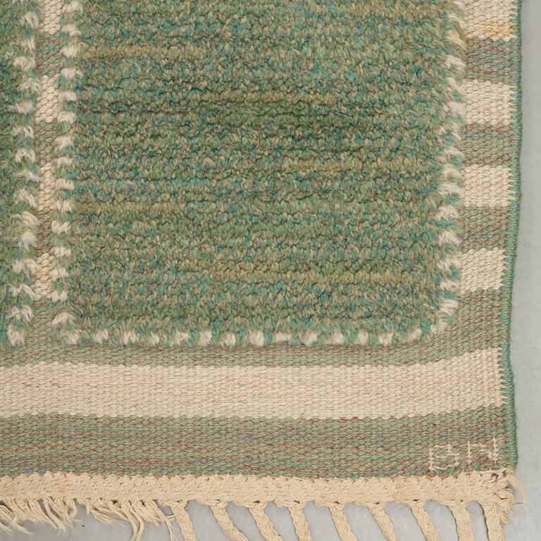 Barbro Nilsson, A CARPET, "Gyllenrutan grön", knotted pile in relief, ca 288,5 x 204,5 cm, signed AB MMF BN.