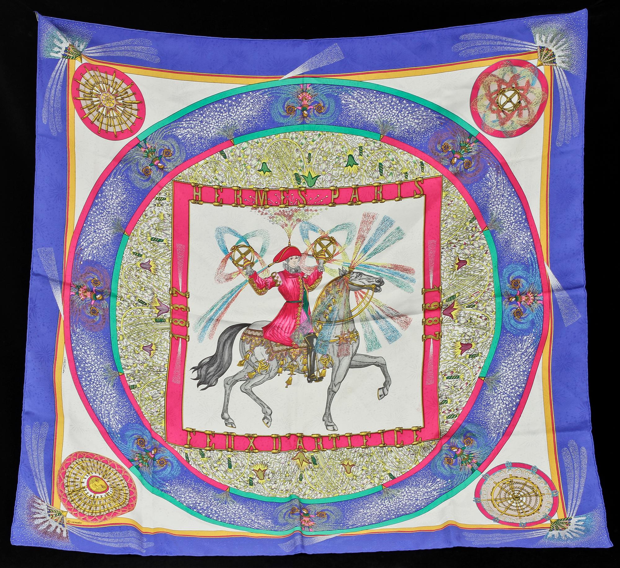 SCARF, jaquardvävt silke, "Feux d'Artifice", Michel Duchene, Hermès, Paris.