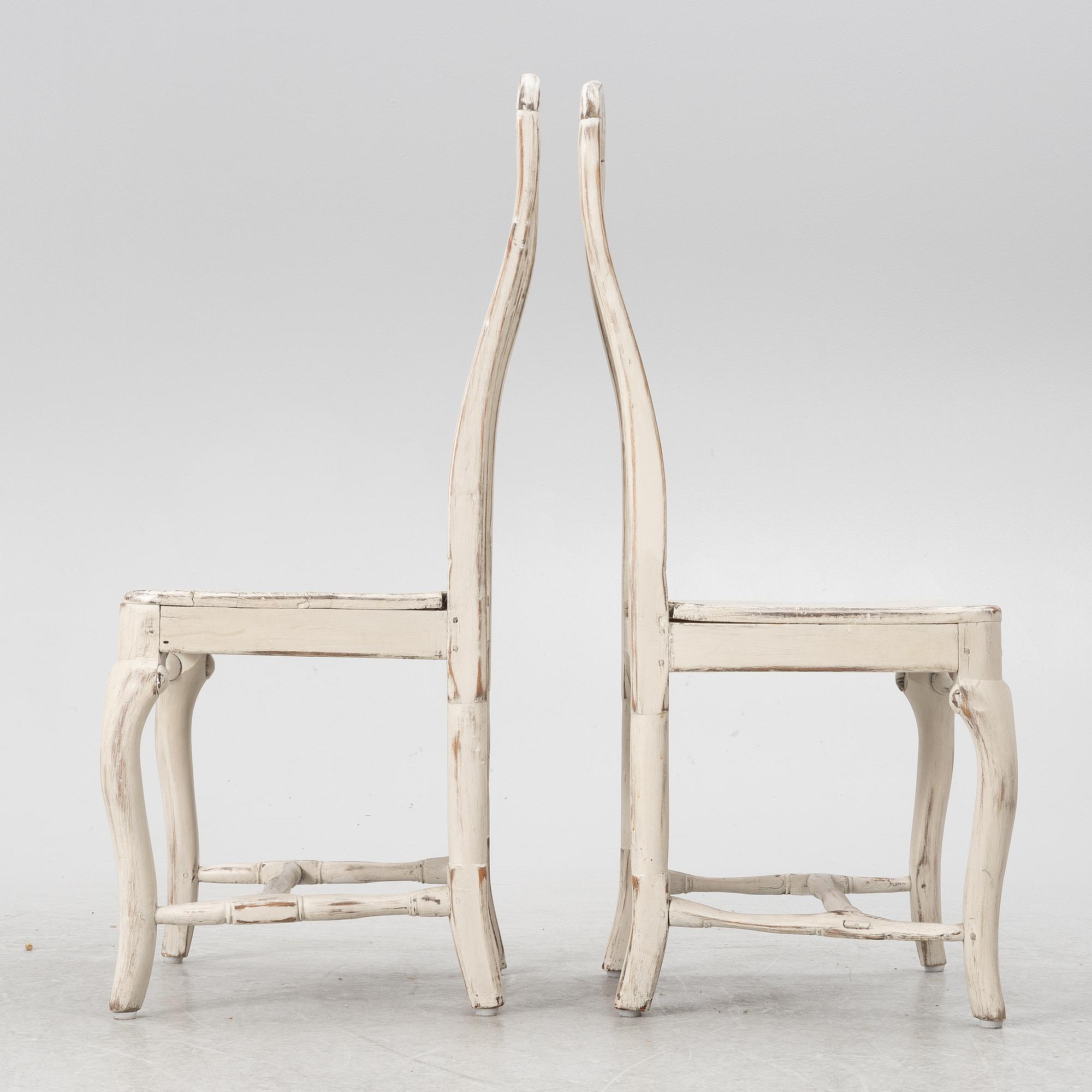 A pair of late Baroque chairs, 18th century.