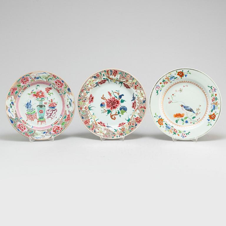Nine famille rose dishes, Qing dynasty, Qianlong (1736-95).