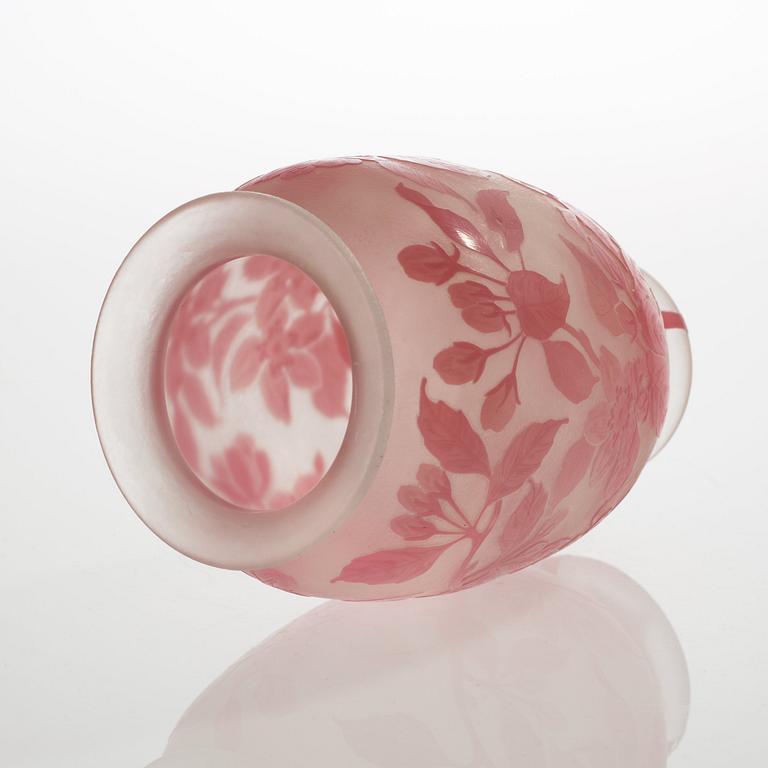 A Karl Lindeberg Art Nouveau cameo glass vase, Kosta.