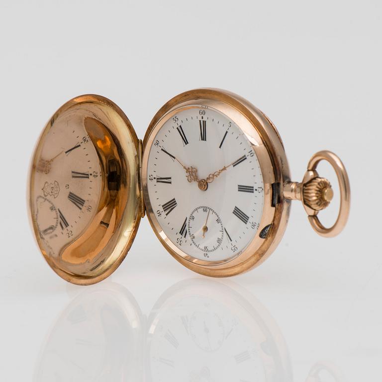 FICKUR, Qte Boutte, 14K guld, mellanboett av guld. 1800-talets mitt.