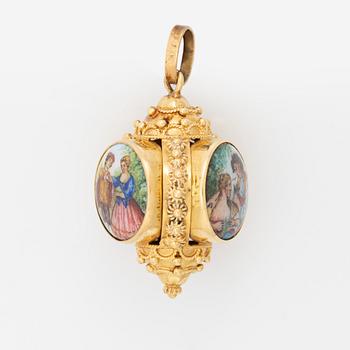 Pendant with paintings.