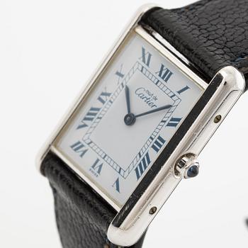 Cartier, must de Cartier, Tank, wristwatch, 23.5 x 23 (30.5) mm.