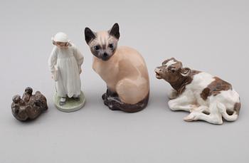 FIGURER, 4 st, porslin, Royal Copenhagen, Danmark.