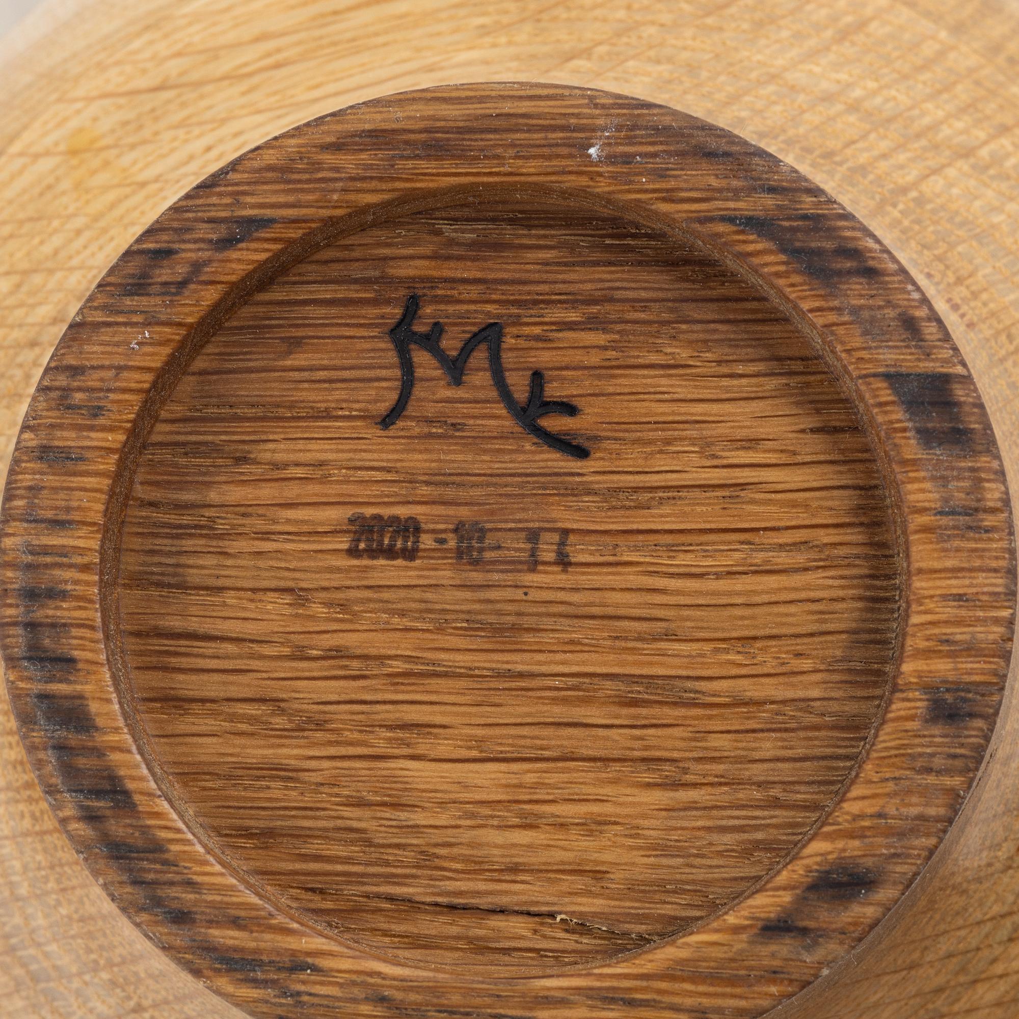 Magnus Ek, a set of five oak bowls for Oaxen Krog, 2020.