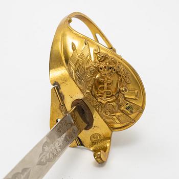 Sabel, svensk, 1800-tal,för sjöofficer, med balja.