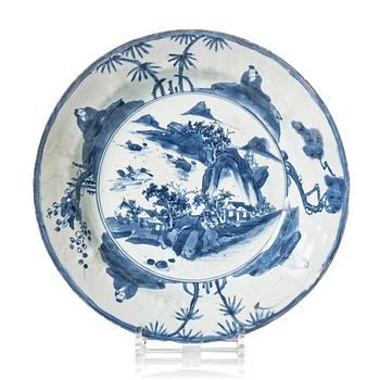 A blue and white kraak dish, Ming dynasty, 17th Century.