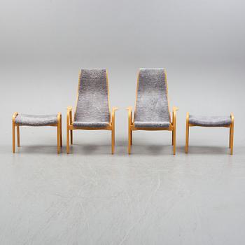 YNGVE EKSTRÖM, a pair of 'Lamino' easy chair and stools from Swedese.