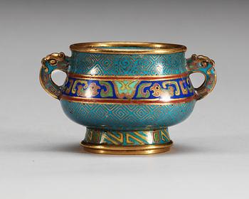 A minature cloisonne censer, Qing dynasty 18th/19th Century.