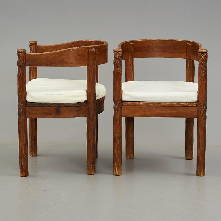 BRÖDERNA ERIKSSON (The Eriksson brothers), attributed to, a pair of stained and carved chairs, Arvika, Art Nouveau,