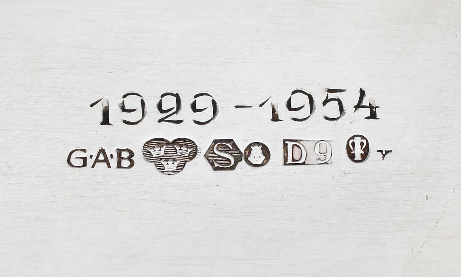 BÄGARE, silver, GAB, Stockholm 1954. Vikt ca 249 g.