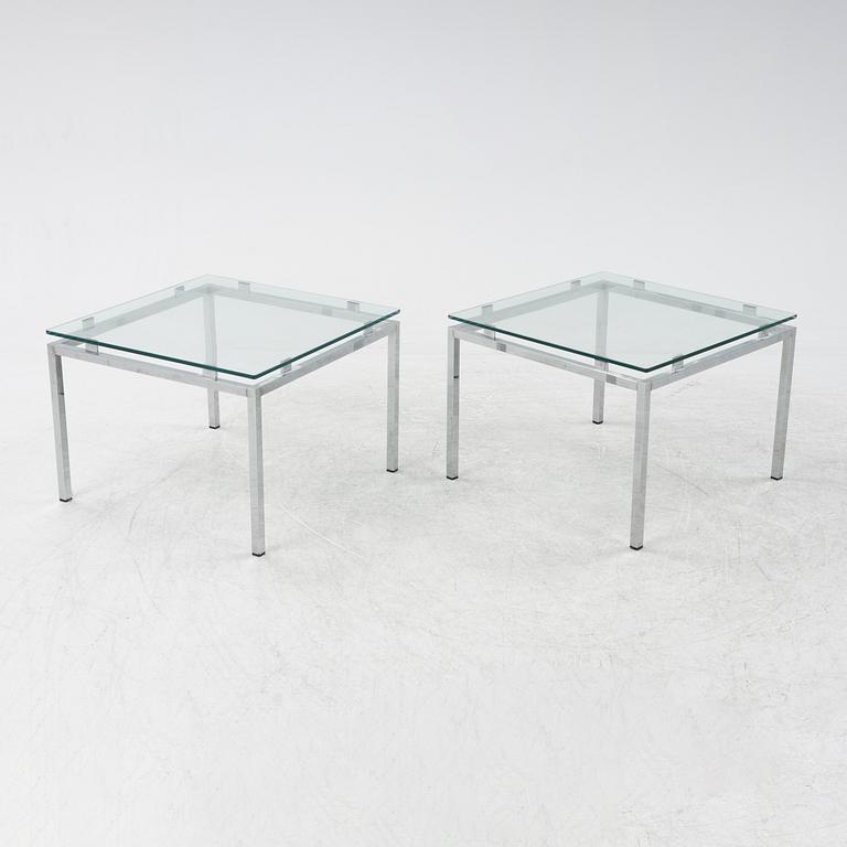 A pair of 1980's glass top side tables.