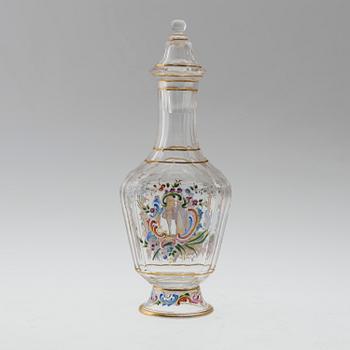 A painted glass flacon, mark of J & L Lobmeyr, Vienna, Austria, late 19th century.