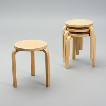 ALVAR AALTO, A SET OF 4 STOOLS. No 60. Artek 1950-/60s.