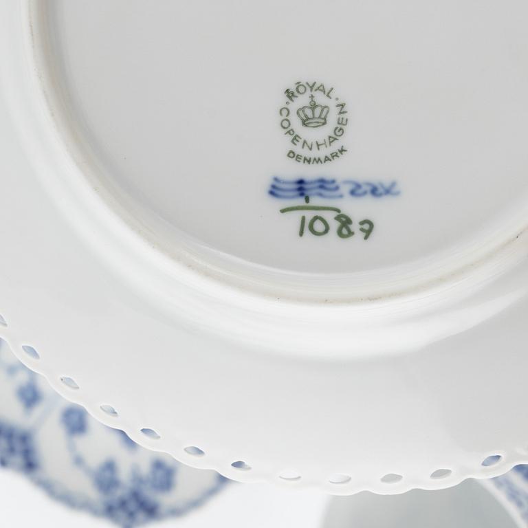 A 35-piece porcelain coffee service, "Musselmalet", mostly full lace, Royal Copenhagen, Denmark.