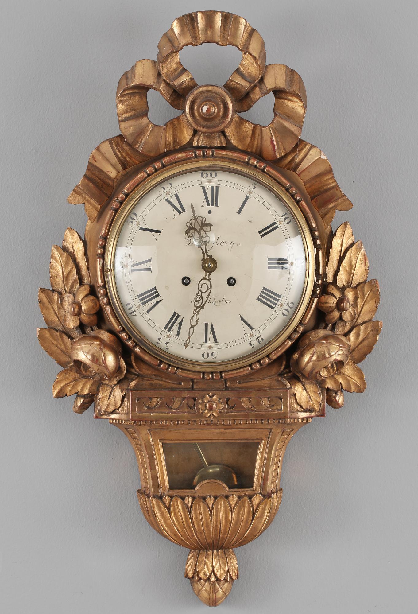 VÄGGPENDYL, C Engberg, Stockholm, gustaviansk stil, omkring 1900-talets mitt.