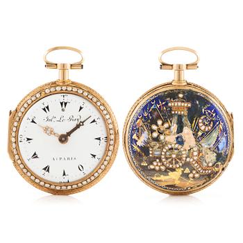 156. A gold, pearl and enamel Turkish market repeater pocket watch by Julien Le Roy à Paris, early 19th century.