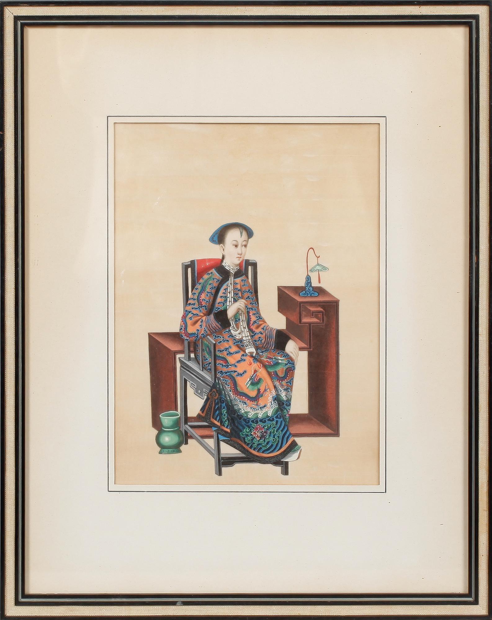 SIDENMÅLNINGAR, 2 st, orientaliska, 1900-talets första hälft.