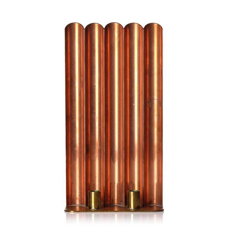 Ivar Ålenius-Björk, a copper and brass wall sconce, Ystad Metall, Sweden, 1939-41.