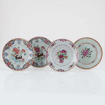 A set of four famille rose plates, Qing dynasty, Qianlong (1736-95).