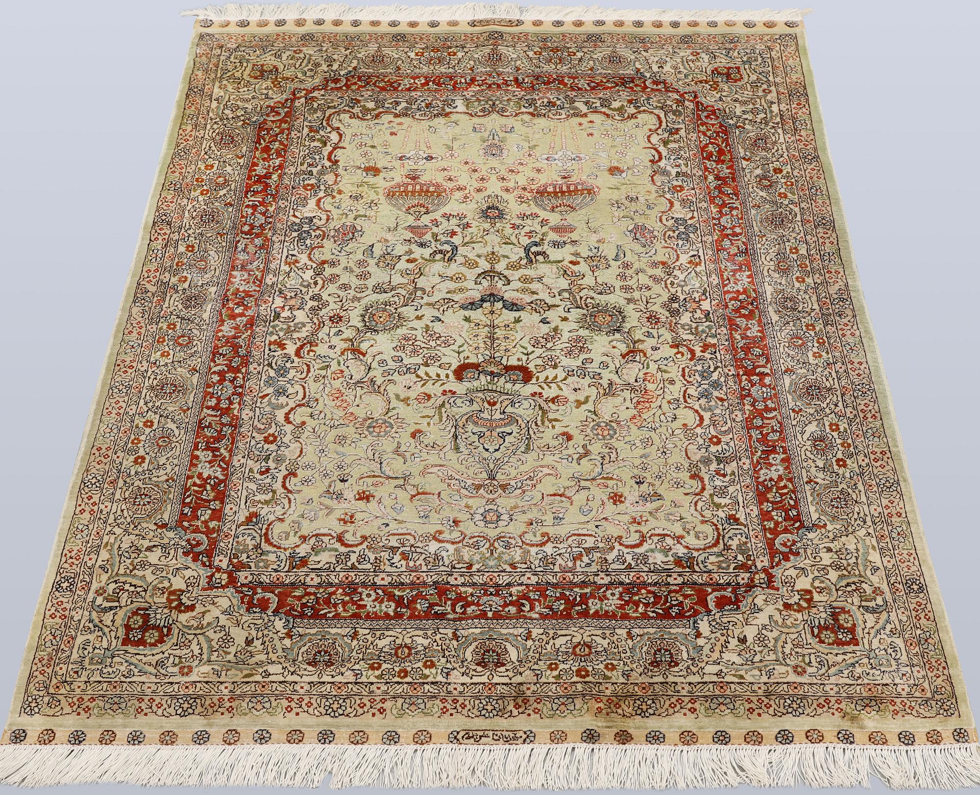 Matta, orientalisk, silke, ca 126 x 91 cm.