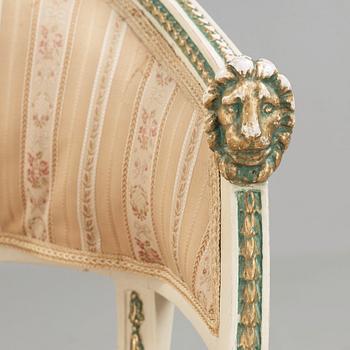 A pair of late Gustavian circa 1800 armchairs.