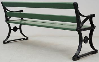 A Folke Bensow cast iron park sofa, 'Trädgårdsmöbeln Näfveqvarn n:r 3', Näfveqvarn, Sweden.