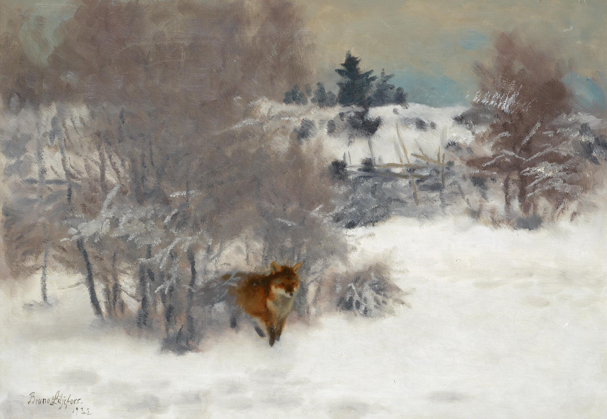 Bruno Liljefors, Fox in winter landscape.