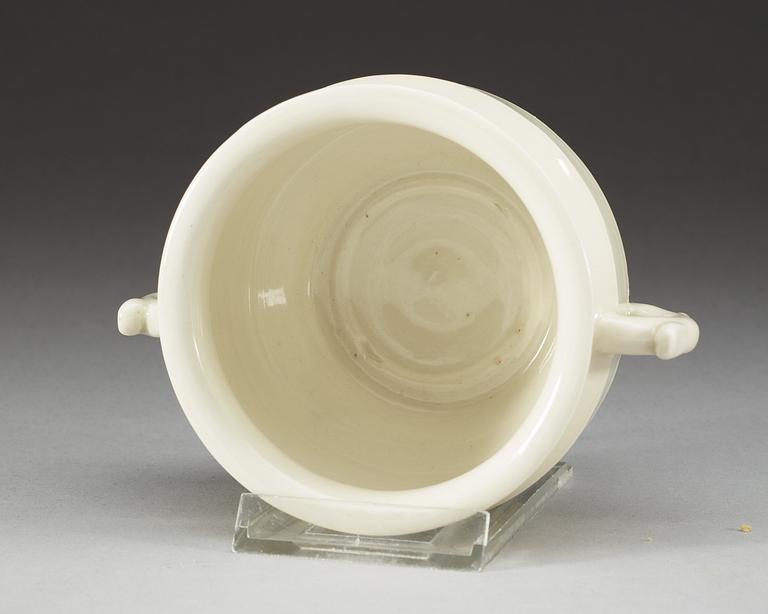 A blanc de chine censer, Qing dynasty.