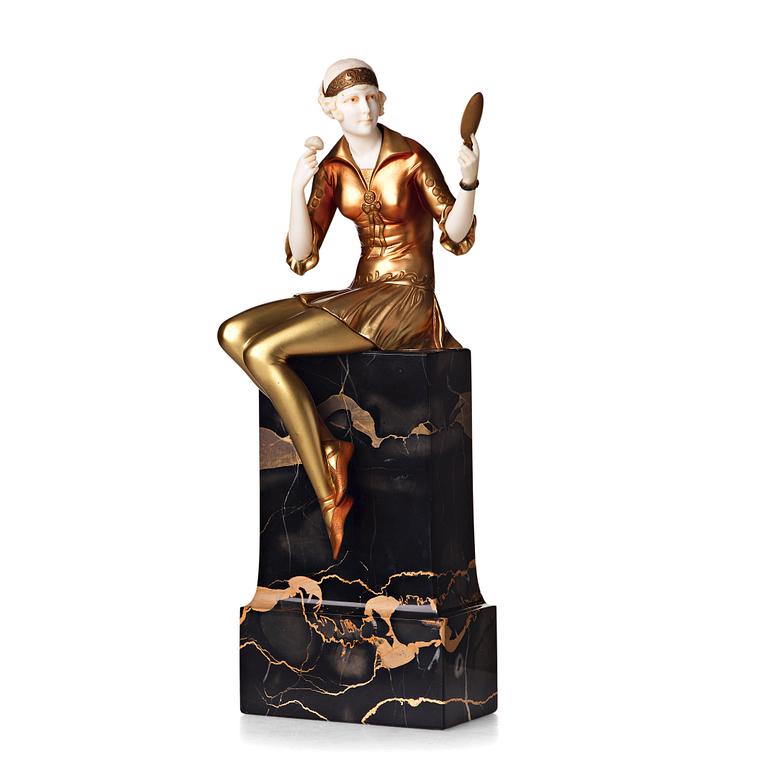 Ferdinand Preiss, a "Powder puff girl" sculpture, France, Art Déco, 1920's-30's.