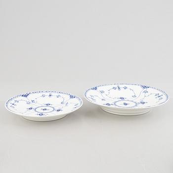 Royal Copenhagen,  18 porcelain service pieces, 'Blue Fluted', Denmark.