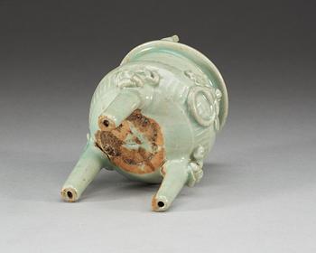 A pale celadon glazed tripod censer, Yuan dynasty (1271-1368).