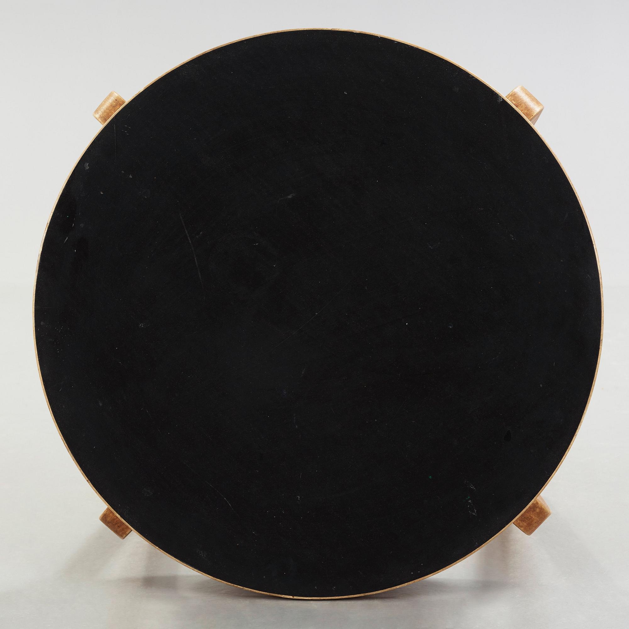 A black linoleum top birch table attributed to Alvar Aalto, Huonekalu-ja Rakennustyötehdas Oy for Artek, Finland 1940's.