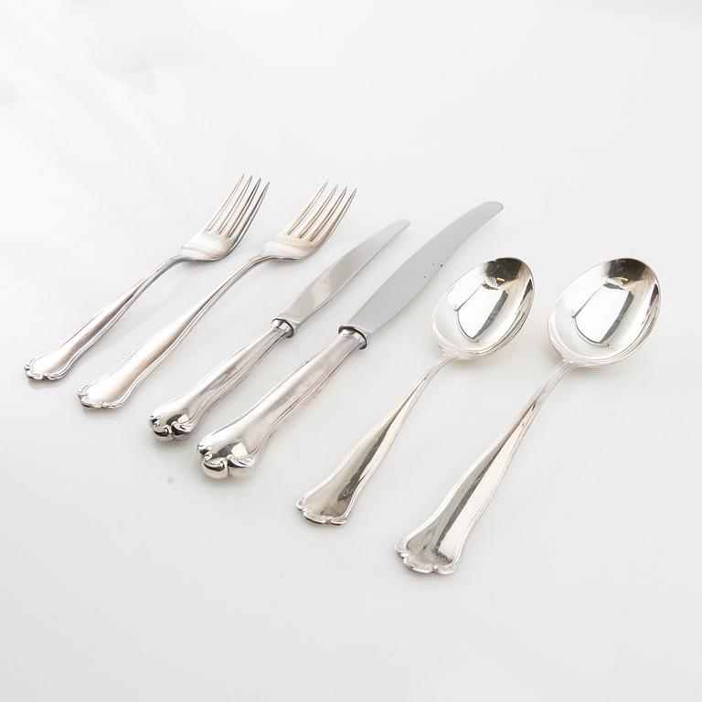 Cutlery 74 pcs "Kungsholm" silver, GAB Stockholm 1957-1966.