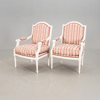 KARMSTOLAR, ett par, Louis XVI-stil, 1900-talets slut.